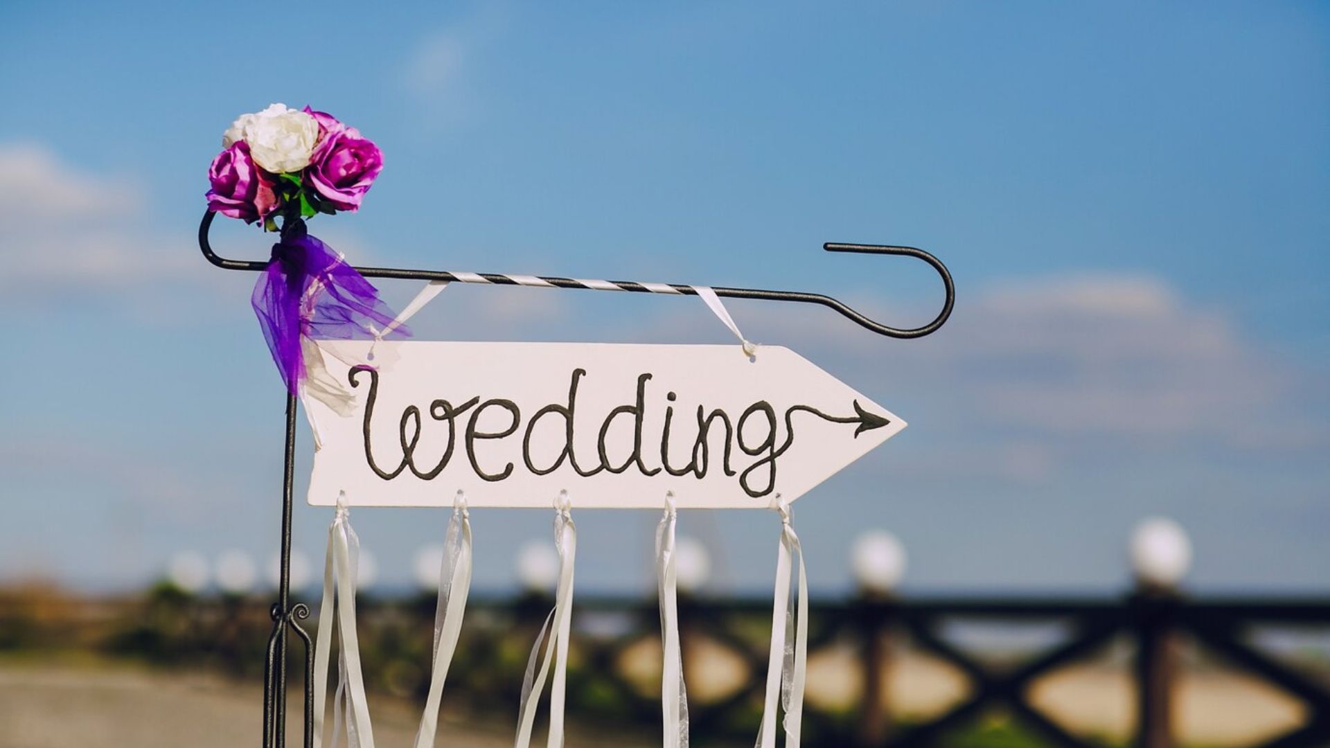 wedding flowers and direction arrow
